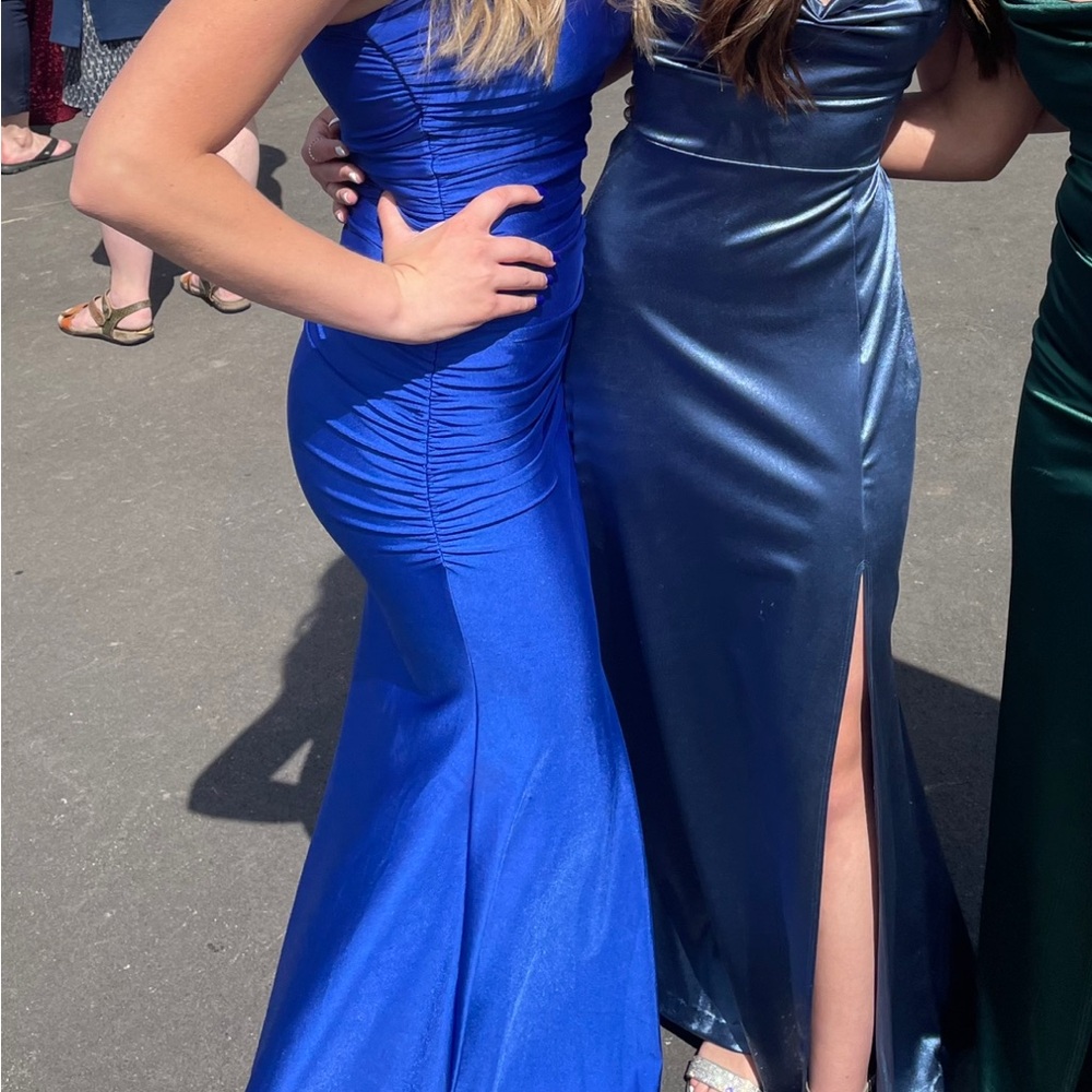 Blue Ruched Sweetheart Bodycon Prom Dress